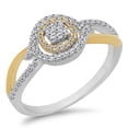 thumbnail image 1 of 0.35 Carat (ctw) 10K White & Yellow Gold Two Tone Round Diamond Ladies Swirl Split Shank Bridal Cluster Engagement Ring, 1 of 4
