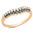 thumbnail image 1 of 0.35 Carat (ctw) 18K Rose Gold Round White & Blue Diamond Ladies Wedding Stackable Band Anniversary Chevron Ring 1/3 CT, 1 of 1