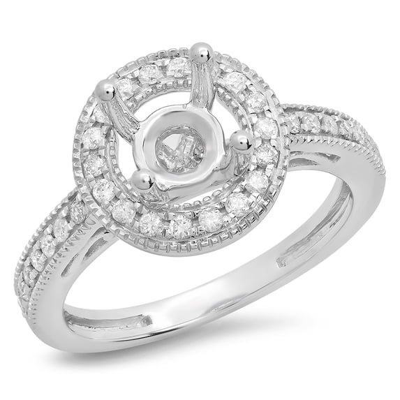 0.35 Carat (ctw) 18K White Gold Round White Diamond Ladies Bridal Semi Mount Engagement Ring 1/3 CT (No Center Stone)