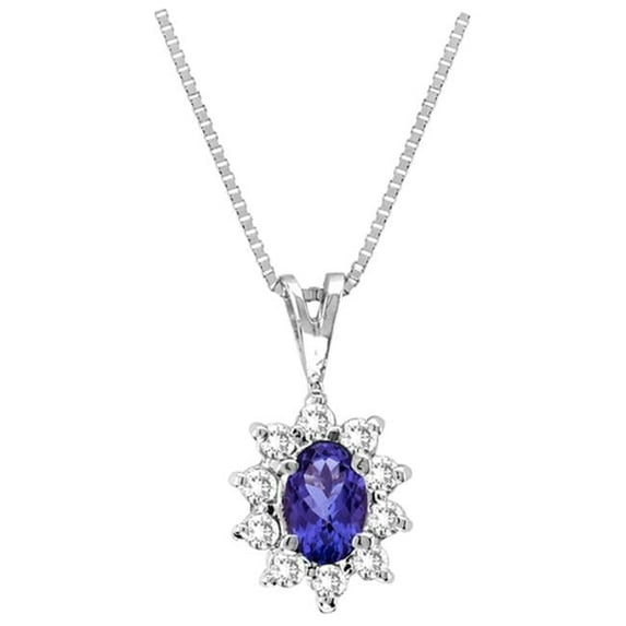 0.35 Ct. Tanzanite And Diamond Pendant Set In 14K Gold