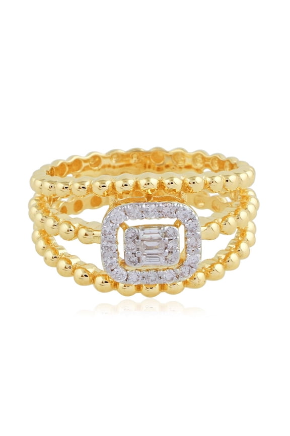 0.35 TCW Solid 18 Kt Yellow Gold SI Clarity HI Color Diamond Proposal Bubble Band Ring