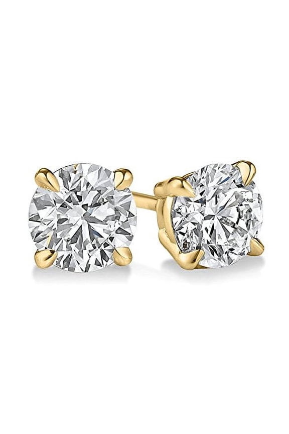(0.35 carat) 14K Yellow Gold Round Diamond Stud Earrings in I3 Clarity