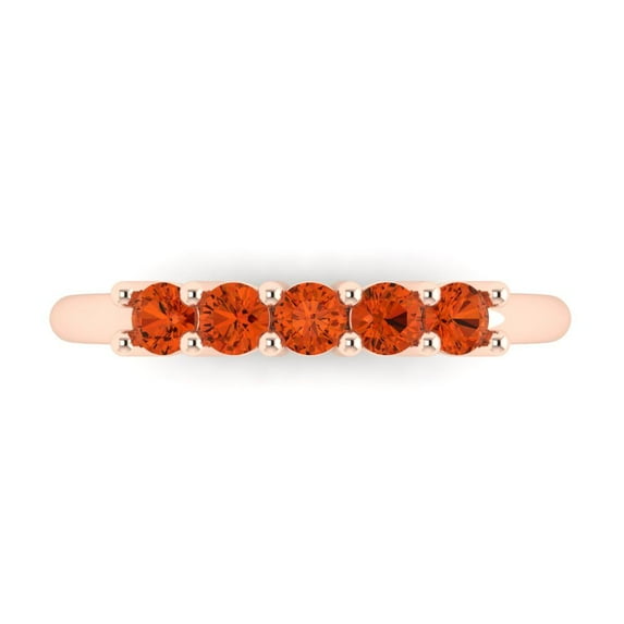 0.35 ctw Wedding Band for Women - 14K Rose Gold Simulated Red Diamond Stackable Eternity Ring