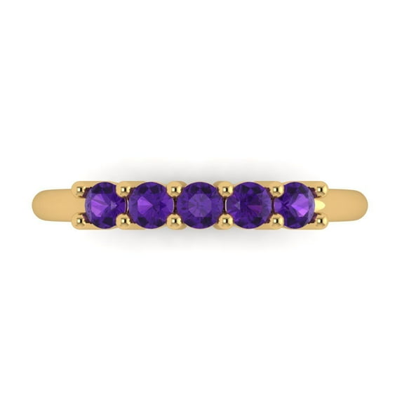 0.35 ctw Wedding Band for Women - 14K Yellow Gold Natural Amethyst Stackable Eternity Ring