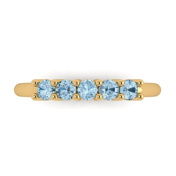 0.35 ctw Wedding Band for Women - 14K Yellow Gold Natural Swiss Blue Topaz Stackable Eternity Ring