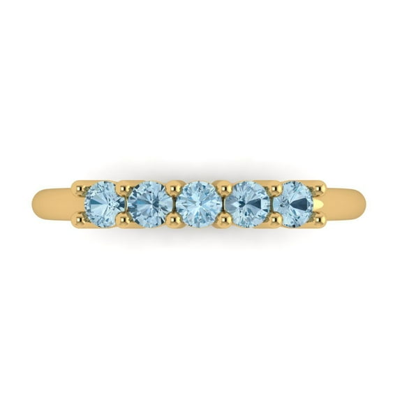 0.35 ctw Wedding Band for Women - 14K Yellow Gold Simulated Blue Sapphire Stackable Eternity Ring