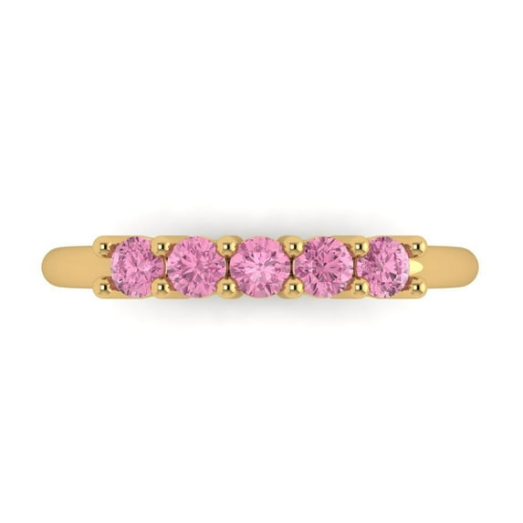 0.35 ctw Wedding Band for Women - 14K Yellow Gold Simulated Pink Diamond Stackable Eternity Ring