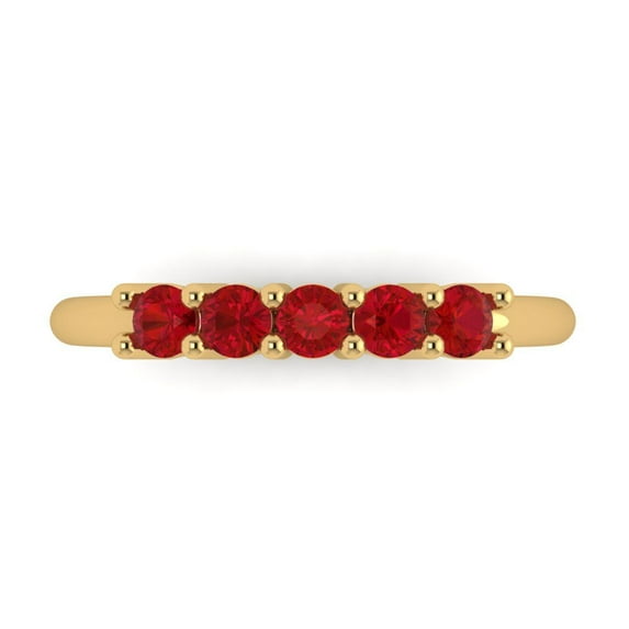 0.35 ctw Wedding Band for Women - 14K Yellow Gold Simulated Ruby Stackable Eternity Ring