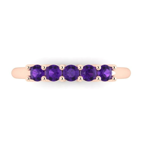 0.35 ctw Wedding Band for Women - 18K Rose Gold Natural Amethyst Stackable Eternity Ring