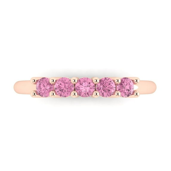 0.35 ctw Wedding Band for Women - 18K Rose Gold Simulated Pink Diamond Stackable Eternity Ring