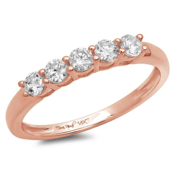 0.35 ctw Wedding Band for Women - 18K Rose Gold White Sapphire Stackable Eternity Ring