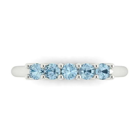 0.35 ctw Wedding Band for Women - 18K White Gold Natural Aquamarine Stackable Eternity Ring