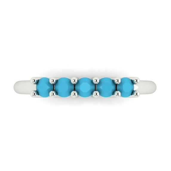 0.35 ctw Wedding Band for Women - 18K White Gold Simulated Turquoise Stackable Eternity Ring