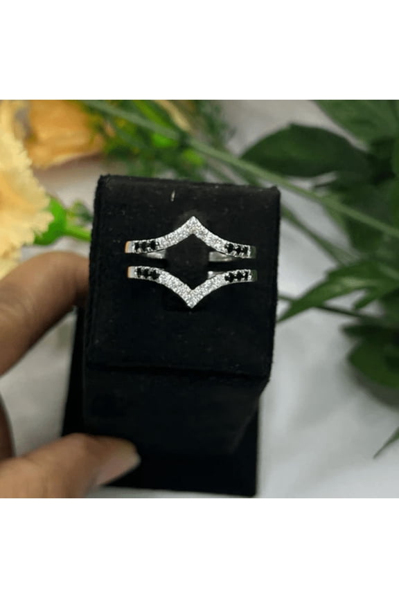 0.35Ct. Black Ombre Stackable Bands in 925 Sterling Silver- Wedding Ring Enhancer