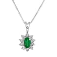 thumbnail image 1 of 0.35cttw Diamond and Emerald Pendant 14k White Gold, 1 of 2