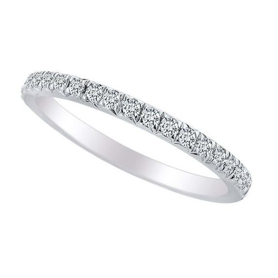 AFFY 0.36 Carat Round Shape White Natural Diamond Wedding Engagement Band Ring 18K Solid White Gold Ring Size-8