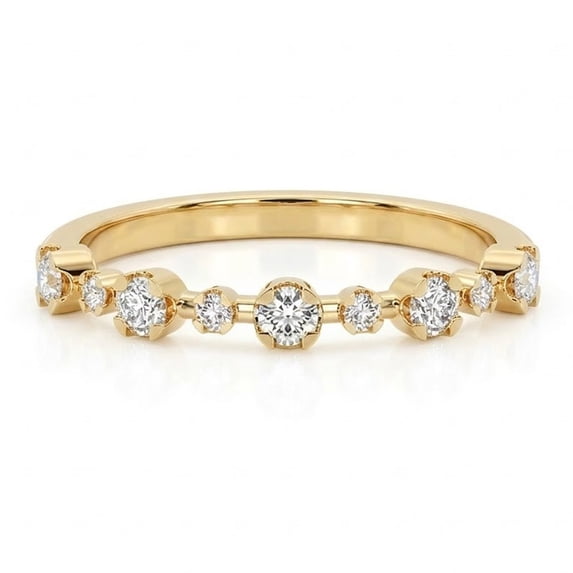 0.36 TCW Round Lab Grown Diamond Half Eternity Band in Yellow Gold ...