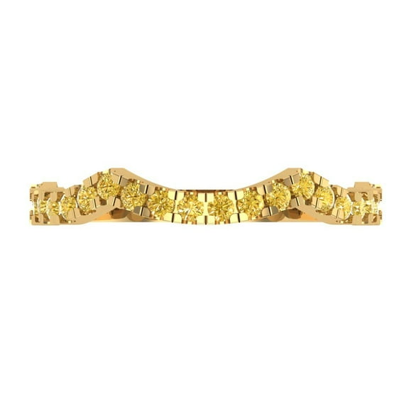 0.36 ctw Wedding Band for Women - 14K Yellow Gold Natural Citrine Stackable Eternity Ring