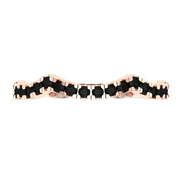 0.36 ct Brilliant Round Cut Natural Onyx 18K White/Rose Gold Stackable Band SZ 5.25