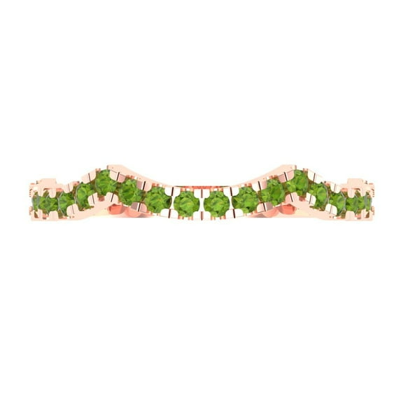 0.36 ctw Wedding Band for Women - 18K Rose Gold Natural Peridot Stackable Eternity Ring