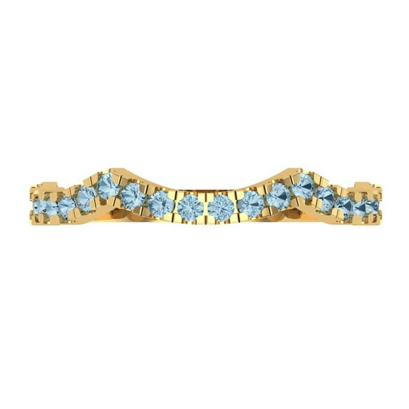 0.36 ctw Wedding Band for Women - 18K Yellow Gold Simulated Blue Diamond Stackable Eternity Ring