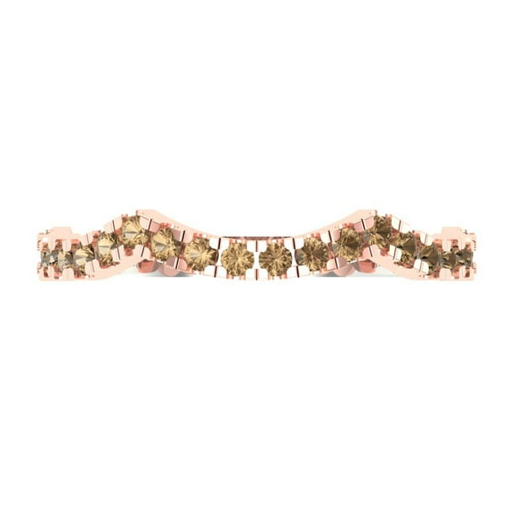 0.36 ct Brilliant Round Cut Simulated Champagne 14k White/Rose Gold Stackable Band SZ 10.5