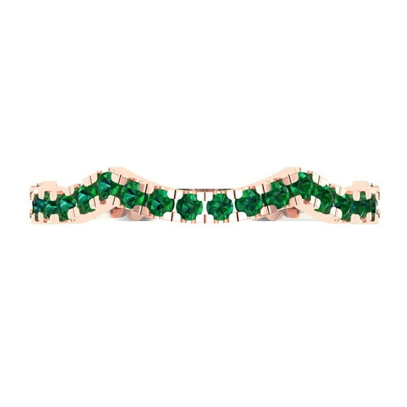 0.36 ctw Wedding Band for Women - 14K White/Rose Gold Simulated Emerald Stackable Eternity Ring