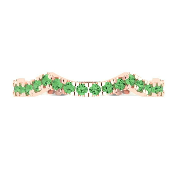 0.36 ctw Wedding Band for Women - 18K White/Rose Gold Simulated Green Diamond Stackable Eternity Ring