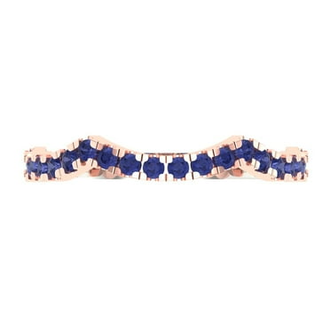 0.36 ct Brilliant Round Cut Simulated Tanzanite 18K White/Rose Gold Stackable Band SZ 10.25