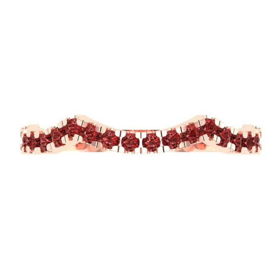 0.36 ctw Wedding Band for Women - 14K Rose Gold Natural Garnet Stackable Eternity Ring