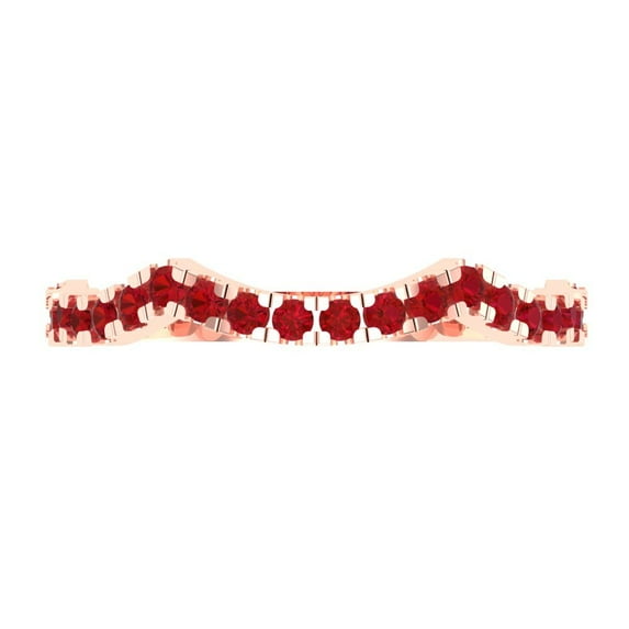 0.36 ctw Wedding Band for Women - 14K Rose Gold Simulated Ruby Stackable Eternity Ring