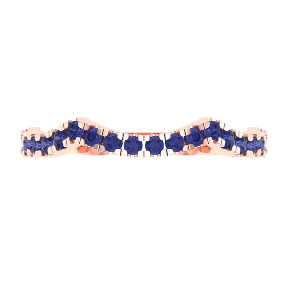 0.36 ctw Wedding Band for Women - 14K Rose Gold Simulated Tanzanite Stackable Eternity Ring