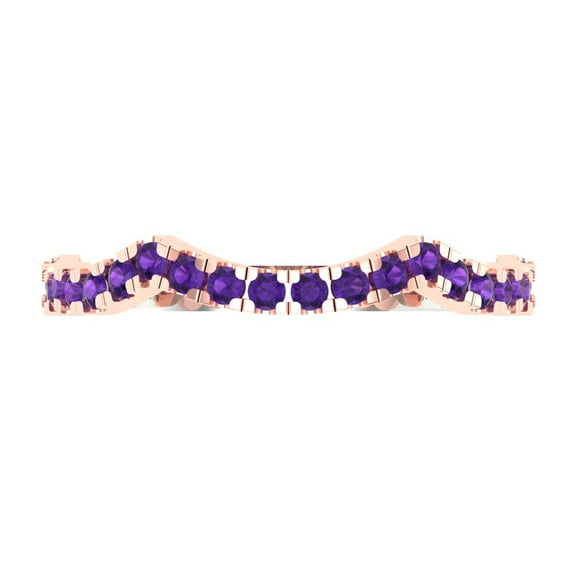 0.36 ctw Wedding Band for Women - 14K White/Rose Gold Natural Amethyst Stackable Eternity Ring