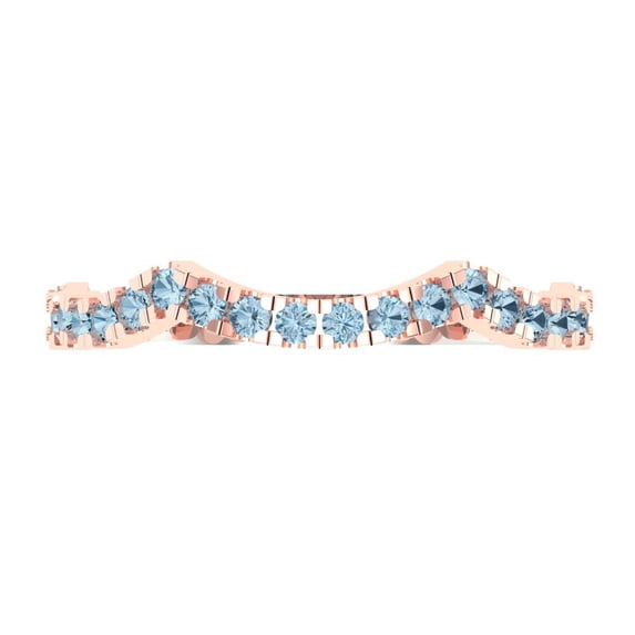 0.36 ctw Wedding Band for Women - 14K White/Rose Gold Simulated Blue Diamond Stackable Eternity Ring