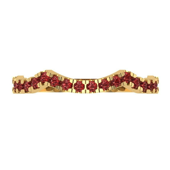 0.36 ctw Wedding Band for Women - 14K Yellow Gold Natural Garnet Stackable Eternity Ring