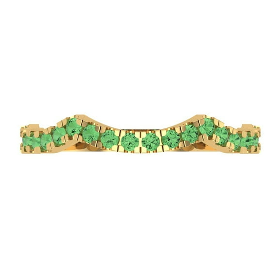 0.36 ctw Wedding Band for Women - 14K Yellow Gold Simulated Green Diamond Stackable Eternity Ring