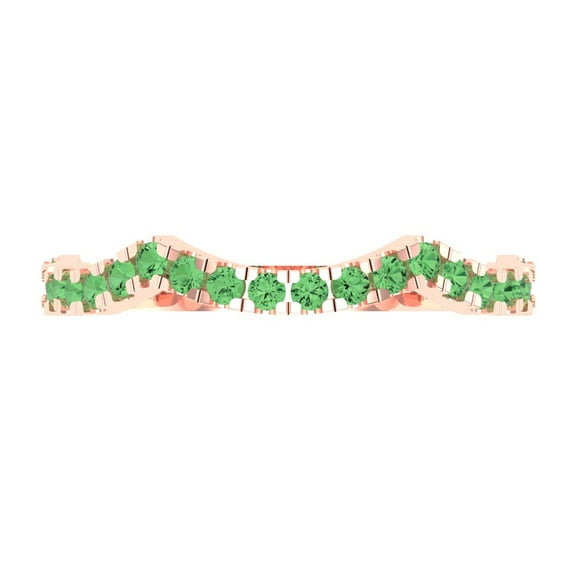0.36 ctw Wedding Band for Women - 18K Rose Gold Simulated Green Diamond Stackable Eternity Ring