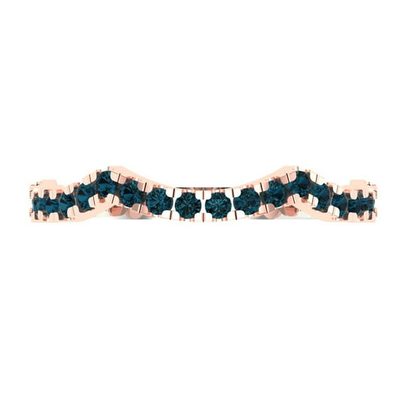 0.36 ctw Wedding Band for Women - 18K White/Rose Gold Natural London Blue Topaz Stackable Eternity Ring