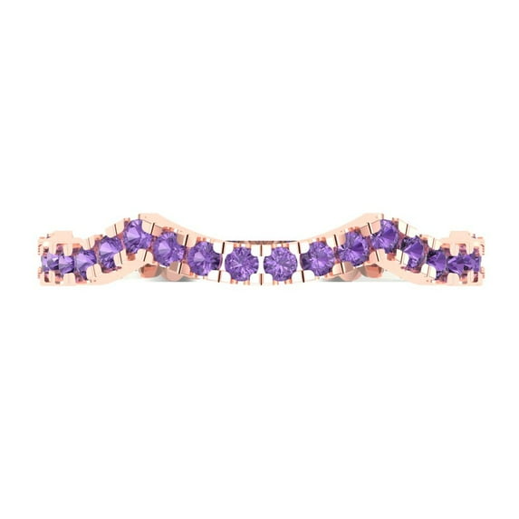 0.36 ctw Wedding Band for Women - 18K White/Rose Gold Simulated Alexandrite Stackable Eternity Ring