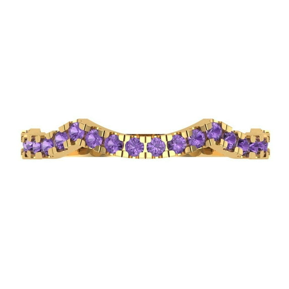 0.36 ctw Wedding Band for Women - 18K Yellow Gold Simulated Alexandrite Stackable Eternity Ring