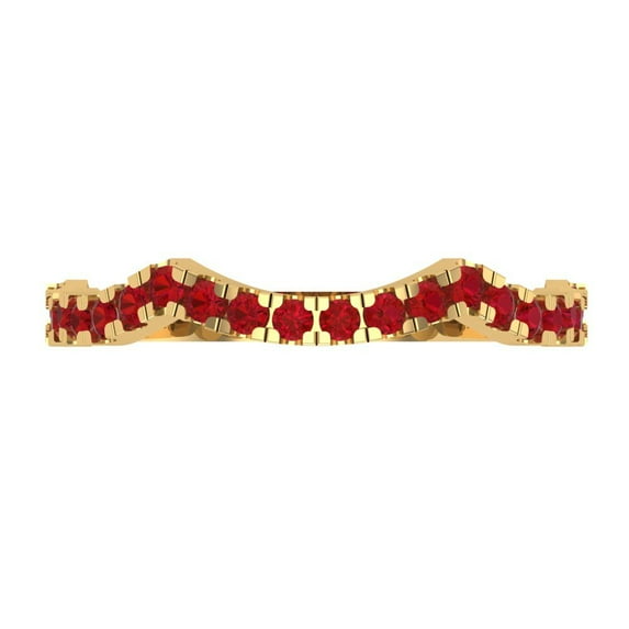 0.36 ctw Wedding Band for Women - 18K Yellow Gold Simulated Ruby Stackable Eternity Ring