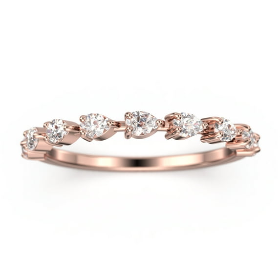 0.36ct Diamond Moissanite Guideline 18K Rose Gold Over Silver Wedding Band