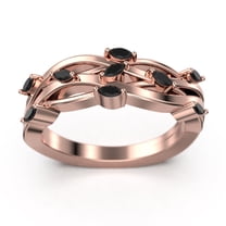 0.36ct Marquise Black Diamond Moissanite Blooming Willow Wedding Ring 18K Rose Gold Over Silver