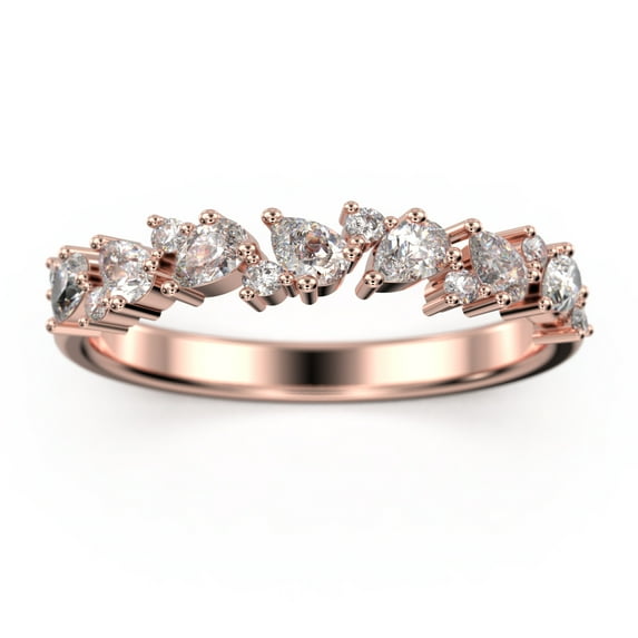 0.36ct Round and Pear Diamond Moissanite 18K Rose Gold Over Silver Wedding Band