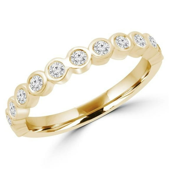 0.37 CTW Round Diamond Bezel Set Semi-Eternity Wedding Band Ring in 14K Yellow Gold - Size 5.75