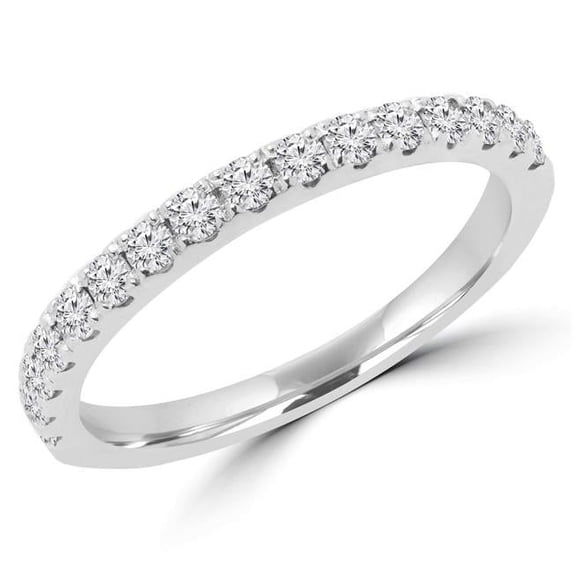 0.37 CTW Round Diamond Semi-Eternity Wedding Band Ring in 14K White Gold - Size 4.75