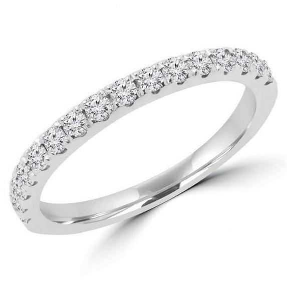 0.37 CTW Round Diamond Semi-Eternity Wedding Band Ring in 14K White Gold - Size 5.25