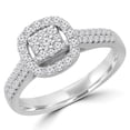 thumbnail image 1 of 0.37 CTW Round Diamond Two-Row Promise Princess Cluster Cushion Halo Engagement Ring in 14K White Gold, 1 of 1