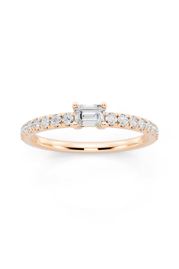 0.37 Carat Baguette Wedding Bands Ring for Women 14K Rose Gold Plated 925 Sterling Silver Dainty Minimalist Stacking Eternity Anniversary Engagement Ring Jewelry Gift for Her D Color VVS1 9