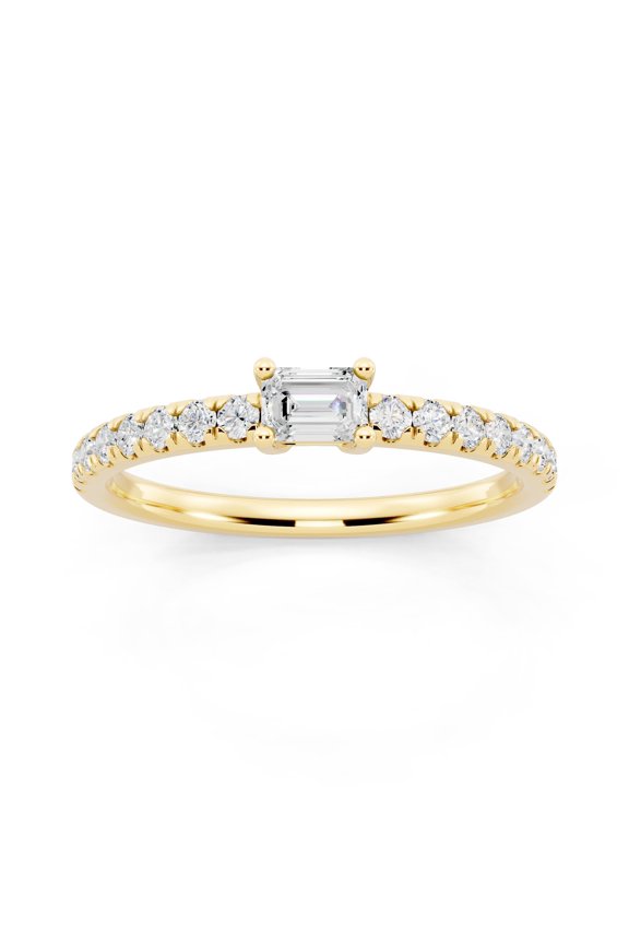 0.37 Carat Baguette Wedding Bands Ring for Women 14K Yellow Gold Plated 925 Sterling Silver Dainty Minimalist Stacking Eternity Anniversary Engagement Ring Jewelry Gift for Her D Color VVS1 5